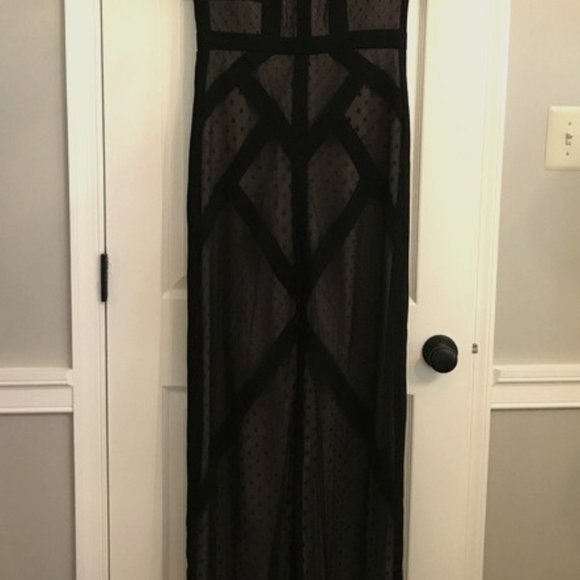 BCBG MAXAZRIA Mesh Tulle Gown Maxi Dress Black Color Size 10 $348 - Picture 4 of 9